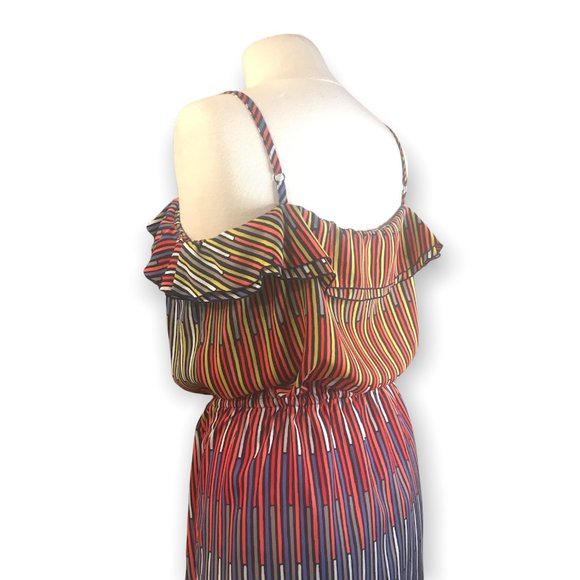 GAP RUFFLED MULTI STRIPED Tiered Ruffle Summer DRESS! Size XL! - Picture 4 of 6